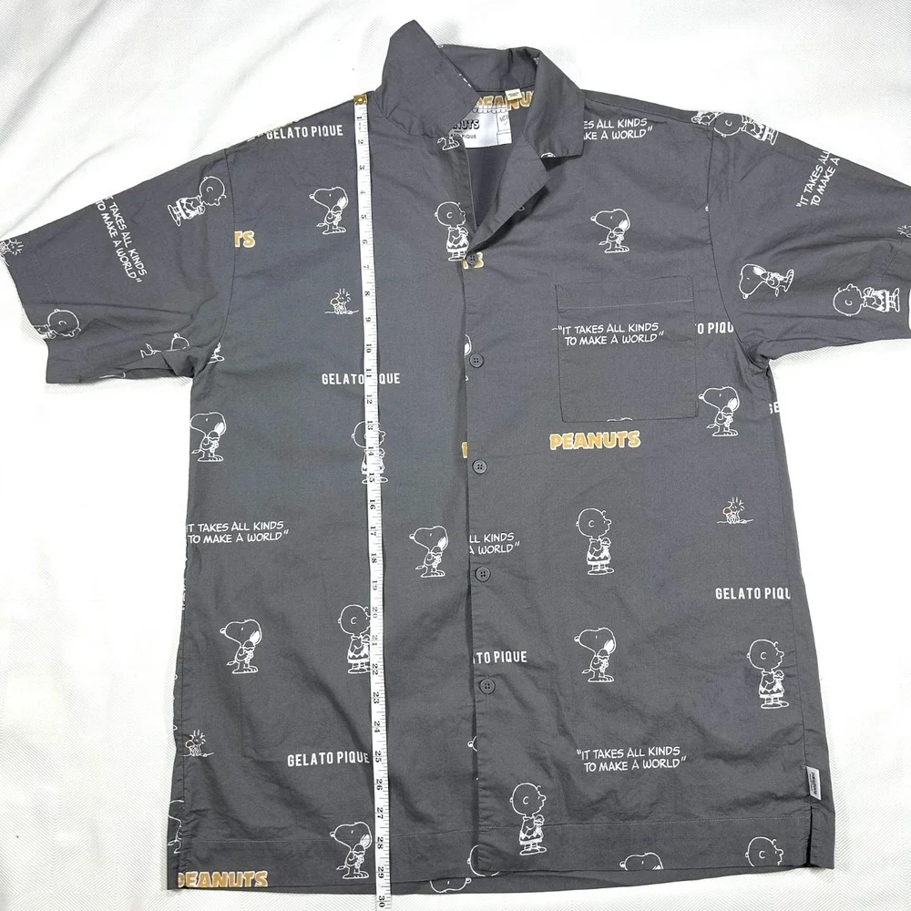 Gelato Pique Peanuts Snoopy Charlie Brown Shirt Gray Mens L PMFT212964
